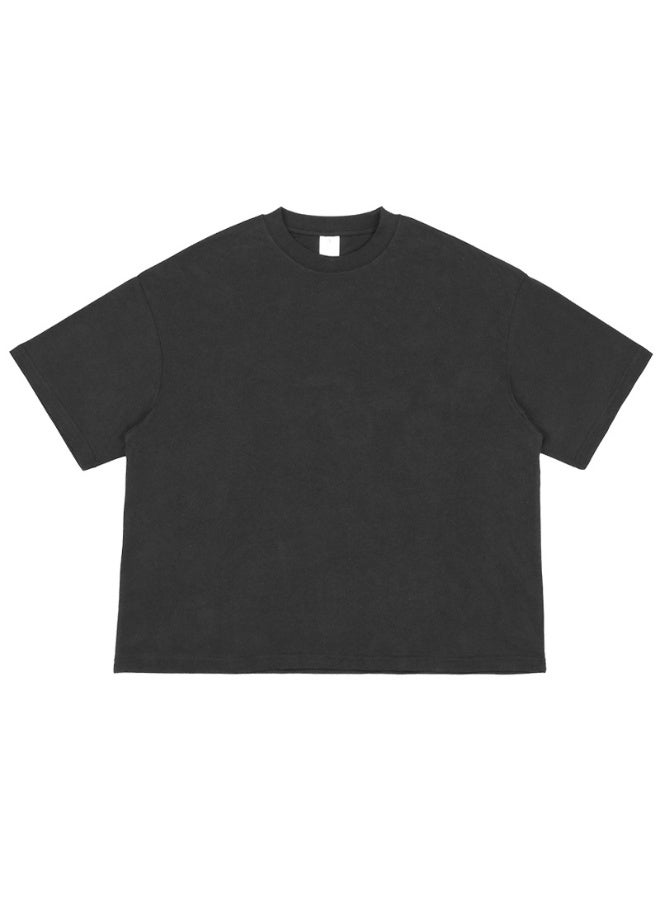 Boxy Fit Short Sleeve T-shirt Men's Heavyweight Cotton Drop Shoulder Tee American Streetwear Basic Crew Neck Casual Top - Image 1