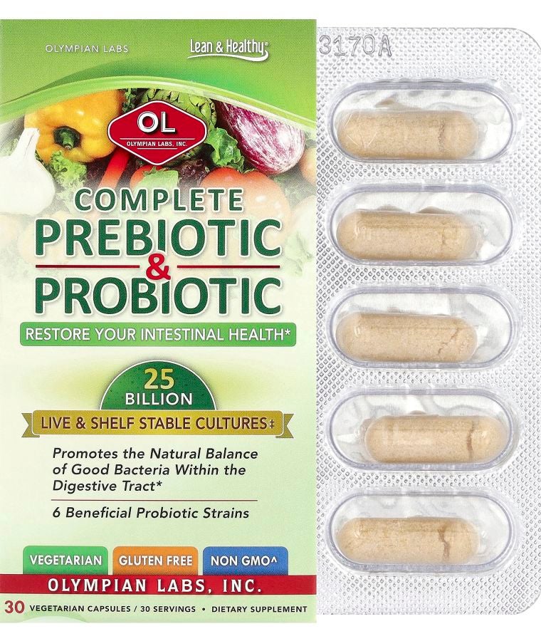 Olympian Labs Complete Prebiotic & Probiotic 30 Vegetarian Capsules