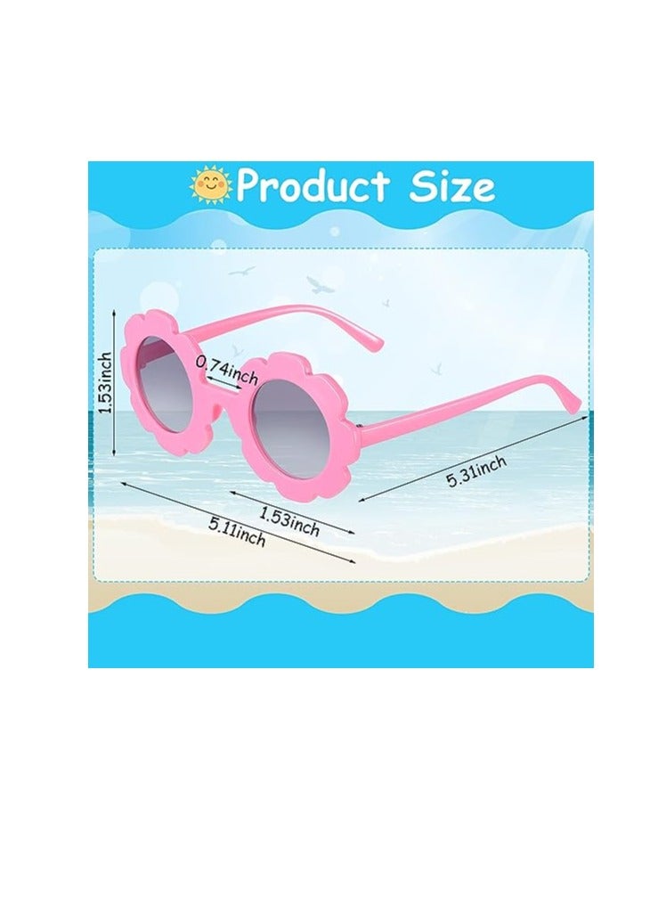 Generic Kids Flower Sunglasses Toddler Girls Round Flower Glasses Baby   Sunglasses Outdoor Beach Colorful Eyewear 1 Pieces PINK  - Image 2