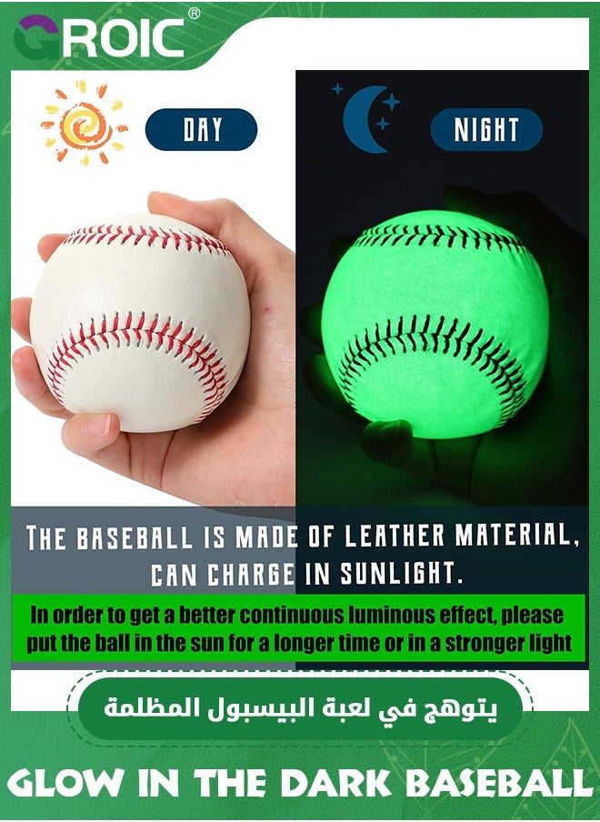 GROIC Glow in The Dark Baseball, Light up Baseball Glow Balls for Baseball Games, Official Size Baseball Gift for Adults, Youth, Kids and Baseball Fans Outdoor Activity Baseball Accessories  - Image 2