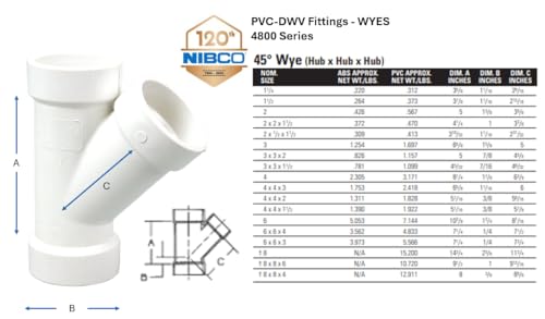 NIBCO - K09026C U4810 2 HXHXH 45 WYE PVC, White, 2" (U48102) - Image 2