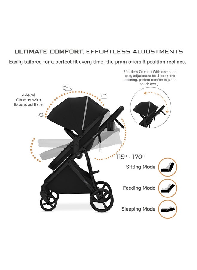 neobreez HEXA 2-in-1 Convertible Baby Toddler Stroller, Carry Cot, Bassinet Pram, XL Basket, UV And Waterproof Canopy, Pushchair, Gift Bag, Phone Holder And Toy Strap, 2 in 1 Cup Holder, 0-4yrs(22kg), 3yrs Warranty  - Image 4