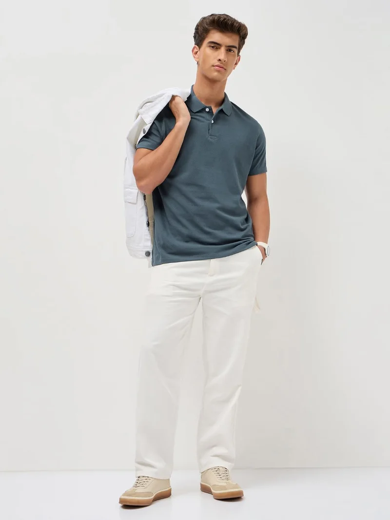 Urbano Fashion  Urbano Fashion Men's Dark Grey Solid Regular Fit Half Sleeve Cotton Polo T-Shirt  | Best Price UAE