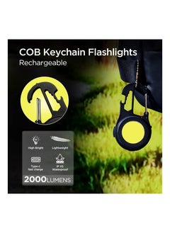 Y&D Mini Cob Led Flashlight Keychain, High Lumens Portable Rechargeable Light Right Keychain Compact 4 Modes with Collapsible Bracket and Strong Magnet  - Image 5
