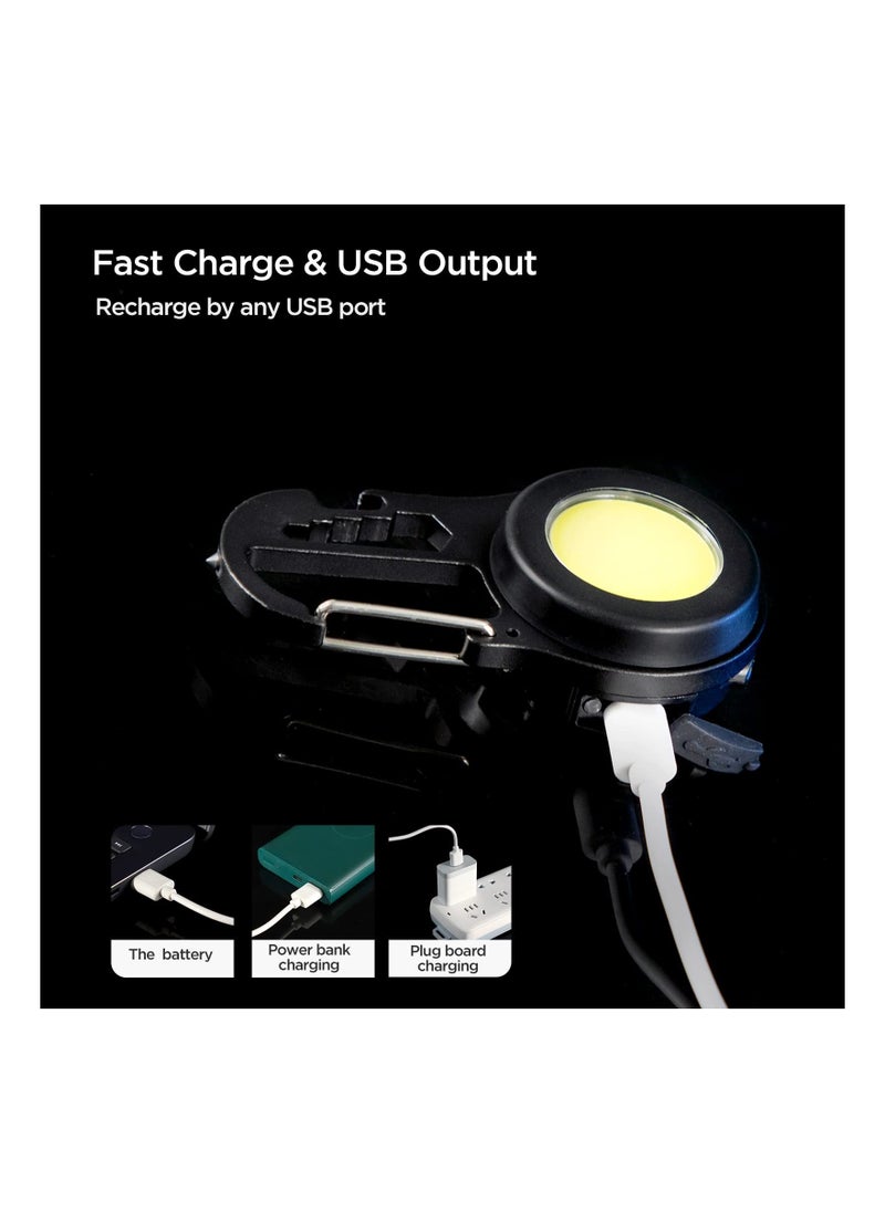 Y&D Mini Cob Led Flashlight Keychain, High Lumens Portable Rechargeable Light Right Keychain Compact 4 Modes with Collapsible Bracket and Strong Magnet  - Image 4