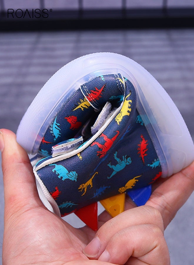 roaiss أحذية أطفال مضيئة بنمط ديناصور، أحذية عالية للأطفال الصغار، أحذية رياضية رائعة تومض مع أحزمة هوك وحلقة - Image 2