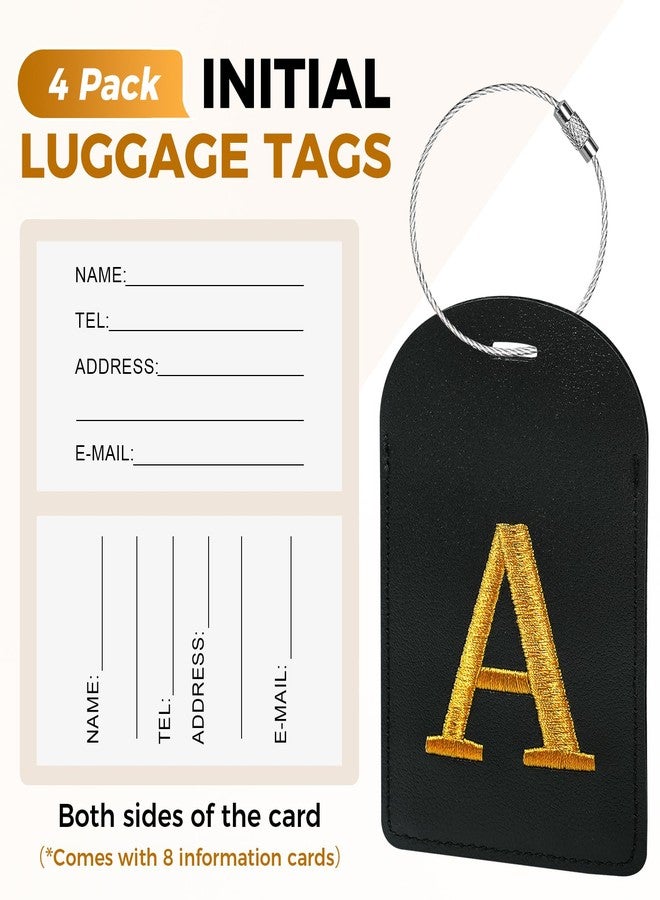 Gloppie 4 Pack Initial Luggage Tags TSA Approved Luggage Tag for Suitcase Embroidered Monogrammed Letter Travel Bag Tags S - Image 5