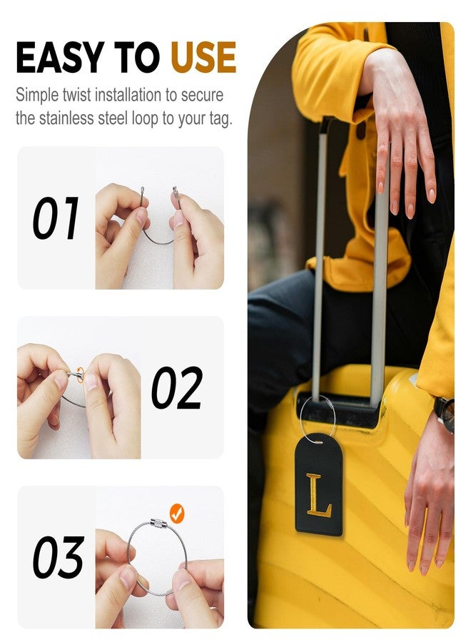 Gloppie 4 Pack Initial Luggage Tags TSA Approved Luggage Tag for Suitcase Embroidered Monogrammed Letter Travel Bag Tags S - Image 4