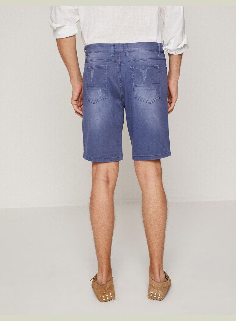 كوتون شورت جينز بنمط ممزق - Image 4