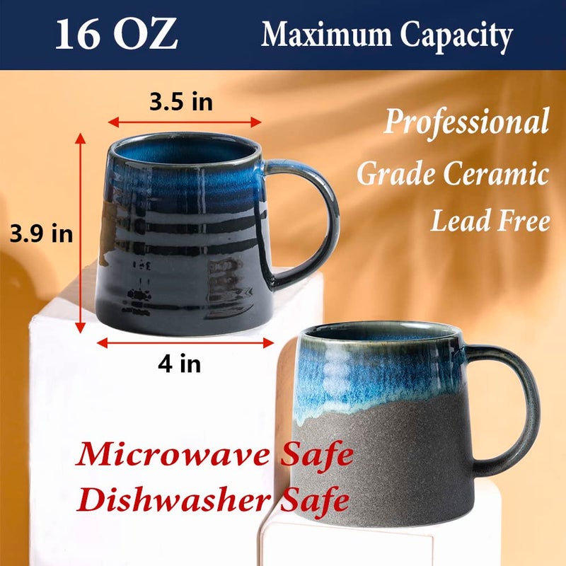 HYTYSKAR Large Ceramic Coffee Mugs, Handmade Pottery Mug, Tea Cups with Handle for Office and Home, 16 oz, Dishwasher and Microwave Safe (Red) - Image 2