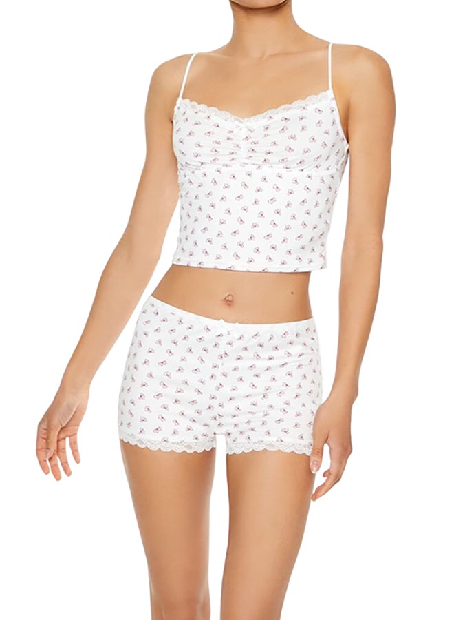 FOREVER 21 Bow Print Lingerie Cropped Cami  - Image 1