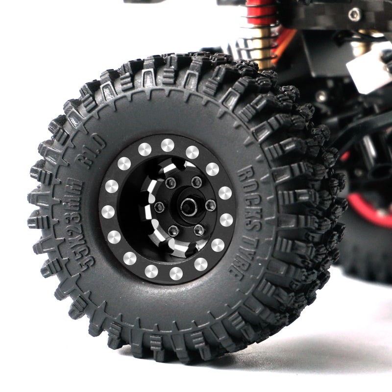 OGUNKE OGRC 1.0 Wheels Deep Dish Rims Negative Offset 7mm Wheels for SCX24 C10 JLU Deadbolt Gladiator Bronco 1/24 Crawler Car (Black) - Image 2