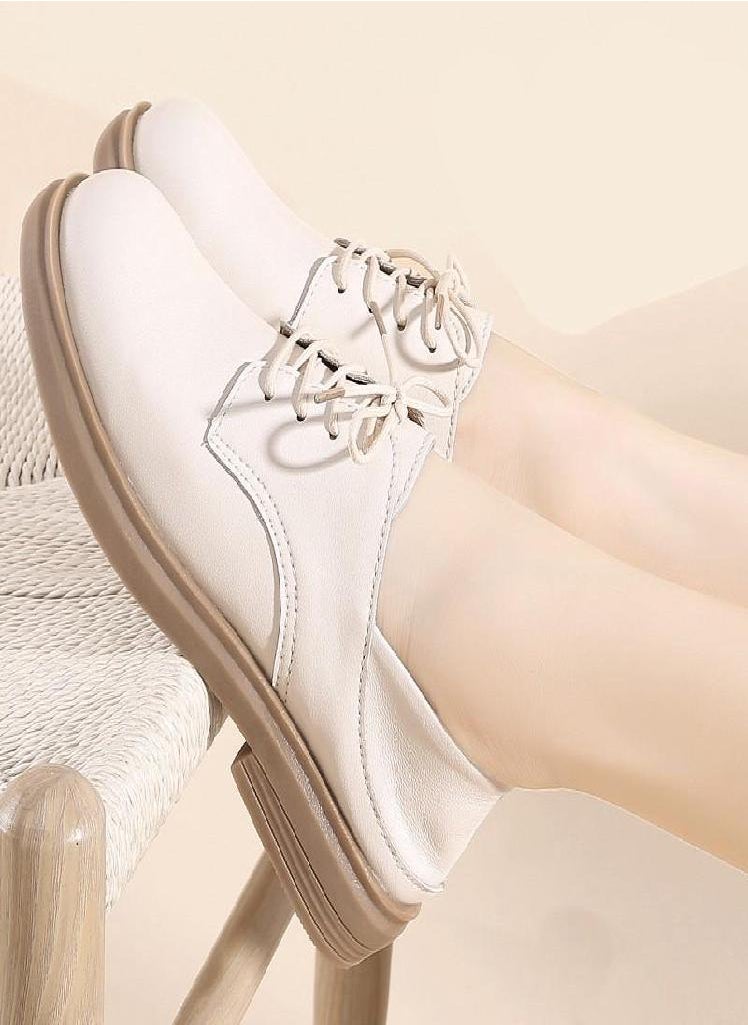Eckek - British Style Leather Shoes New Retro Loafers Thick Sole Shallow Mouth Women's Single Shoes - Image 1