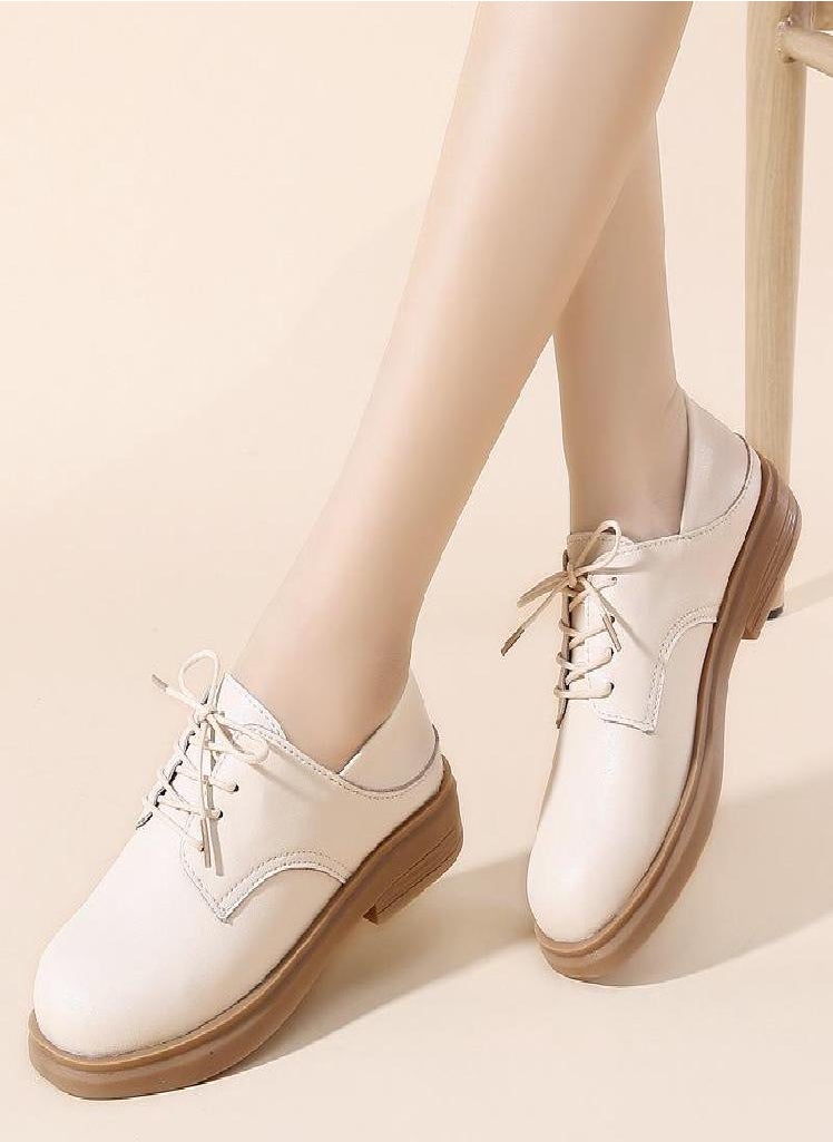 Eckek - British Style Leather Shoes New Retro Loafers Thick Sole Shallow Mouth Women's Single Shoes - Image 1