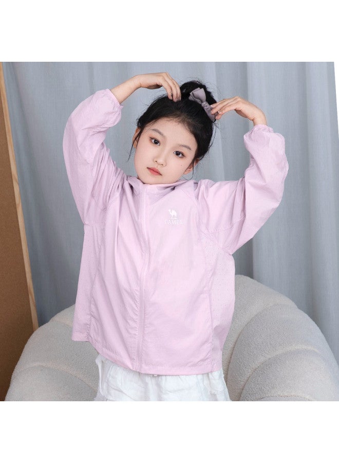 camel Children's Sun Protection Jacket [cool & Uv-resistant] Original Yarn Sun Protection Little Boys And Girls Lightweight Hooded Sunscreen Coat - Image 3
