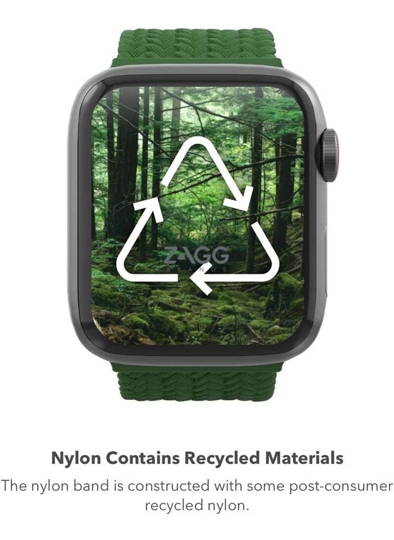 ساعة Apple Watch المضفرة Series 8/7 (41 مم)، Series 6/SE/5/4 (40 مم) وSeries 3/2/1 (38 مم) - لون أخضر غامق