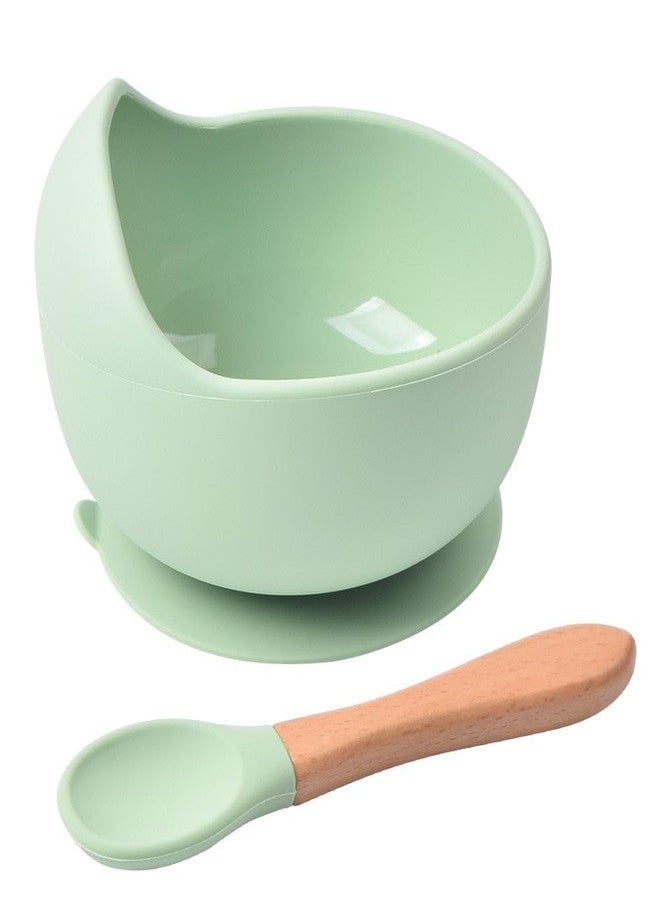 aDai Silicone Baby Bowls with Spoon | Curved Walls for Self-Feeding | Strong Suction | Large Silicone for Toddlers, Babies, Kids | Prevent Food Dropping | Gifting - Mint Green (Pack of 1) - Image 1