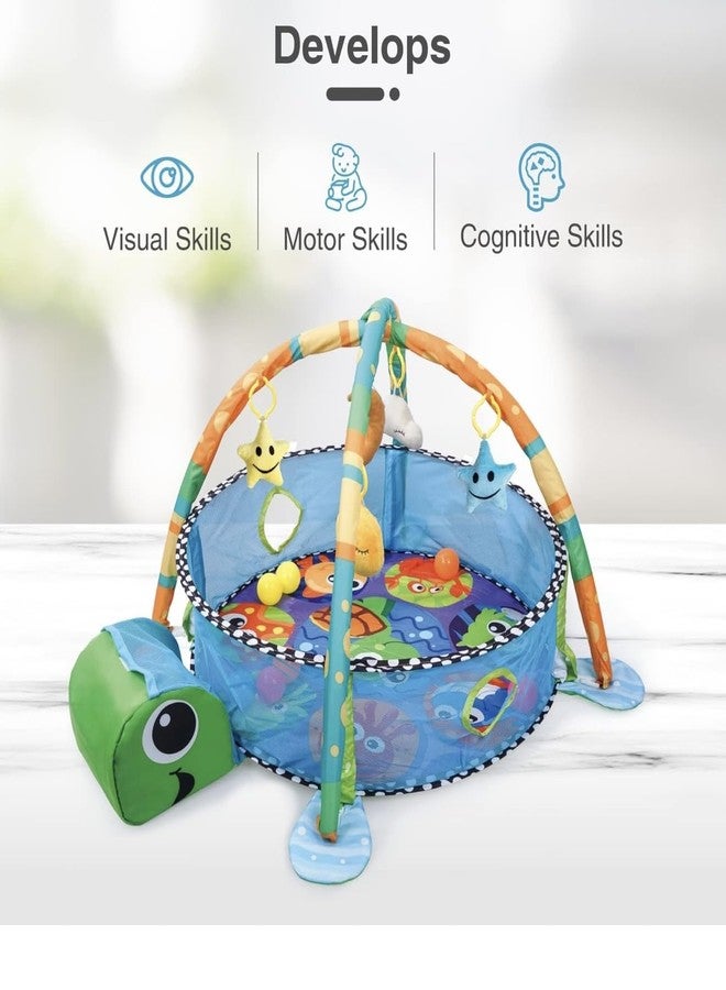 Richtots Premium First Play Turtle Face Baby Play gym Tent for Babies, Activity Play gym for Baby with Soft Hanging Baby Toys, Baby Bedding for Newborn, Baby Play Gym Play Mat ,for 2+ Months (Multicolor) - Image 4