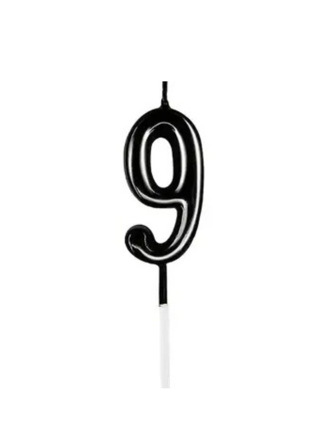 Party Time Candles Black Number Nine (9) Shaped Candle 4X7.5cm For Birthday Cake
