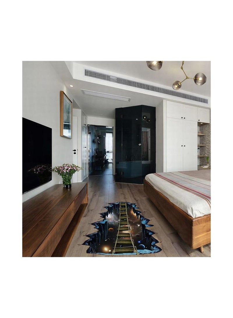 1-Piece 3D Wooden Suspension Bridge Pattern Sticker,Broken Rupture View Effect Removable Sticker,Floor Three-Dimensional Art Decorative Painting - Image 3