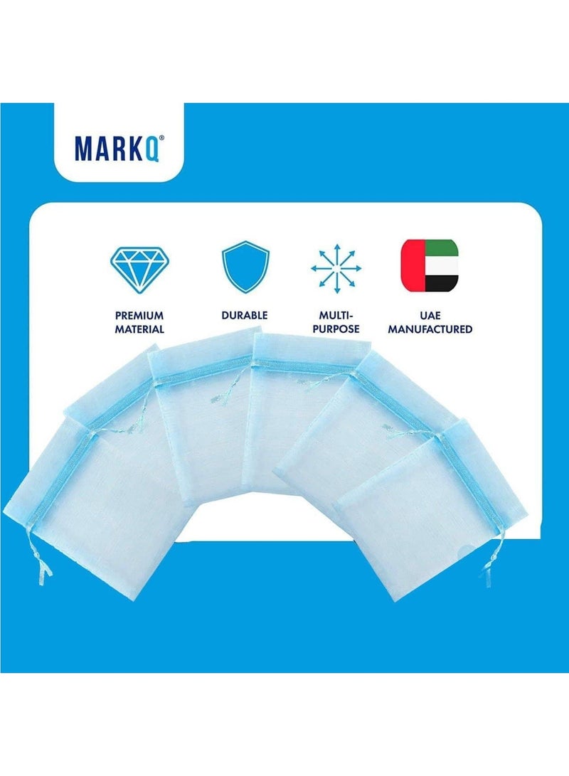 MARKQ [100 Pieces] Light Blue Organza Bags with Drawstrings - [12x17cm] Organza Goody Bags and Gift Pouches for Jewelry, Candy & Party Favors - Image 3
