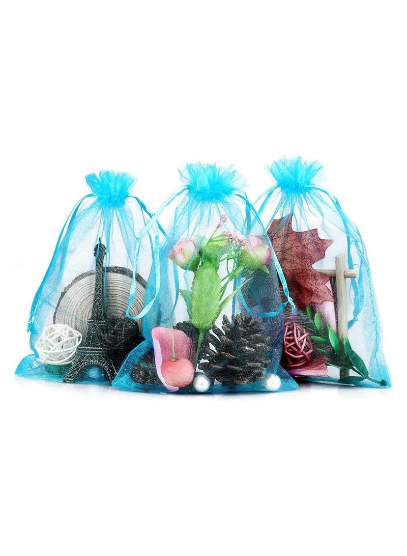 MARKQ [100 Pieces] Light Blue Organza Bags with Drawstrings - [12x17cm] Organza Goody Bags and Gift Pouches for Jewelry, Candy & Party Favors - Image 5