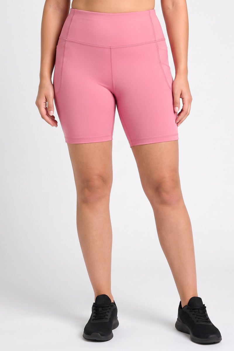 UNDER ARMOUR Women Fitted Bike Shorts, Pink - Image 1