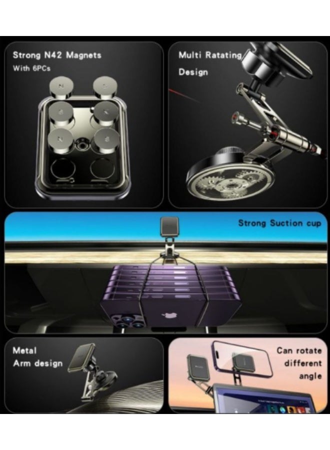 Yesido C264 Magnetic Car Phone Holder - Multi-Angle Rotating Arm - 6 Strong Magnets - Zinc Alloy. - Image 3