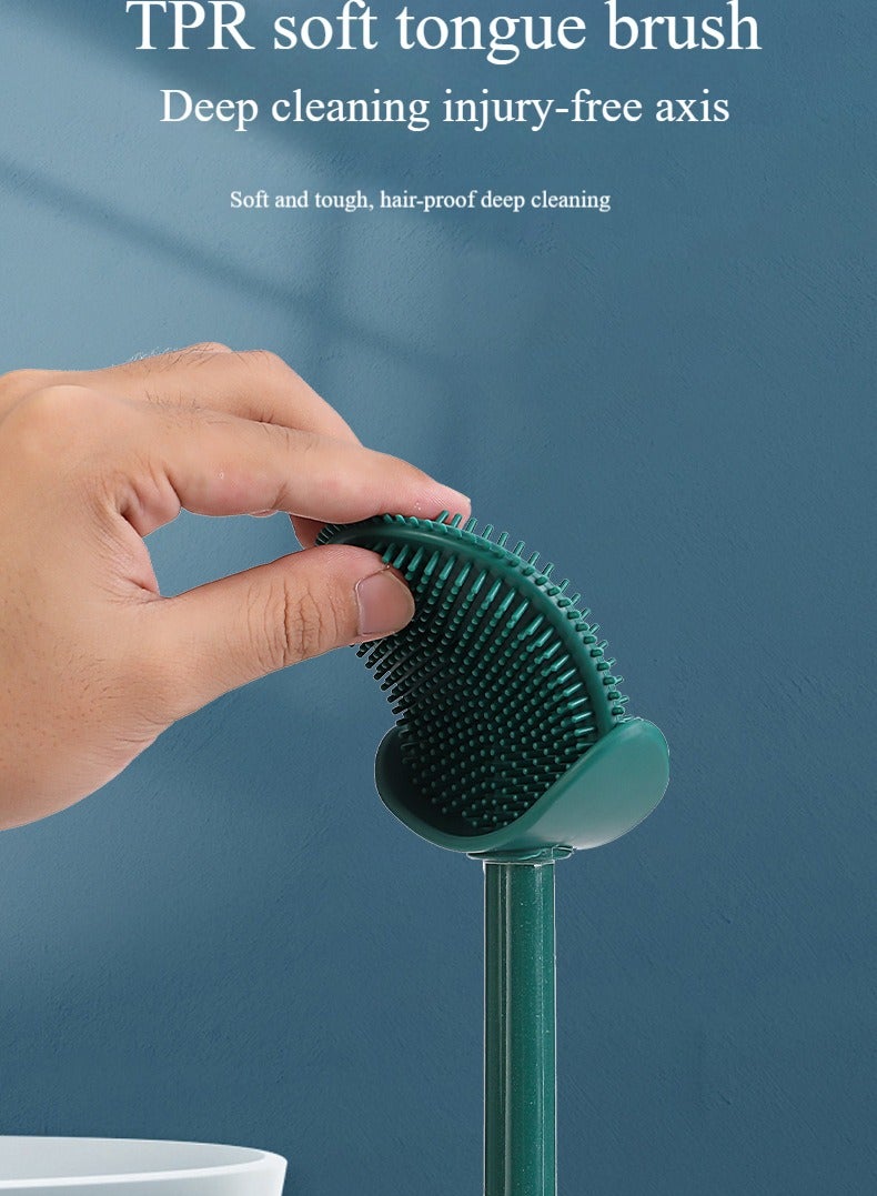 Non-perforated wall-mounted toilet brush, easy to use with silicone for thorough cleaning without dead corners, perfect for cleaning edges and corners. - Image 2