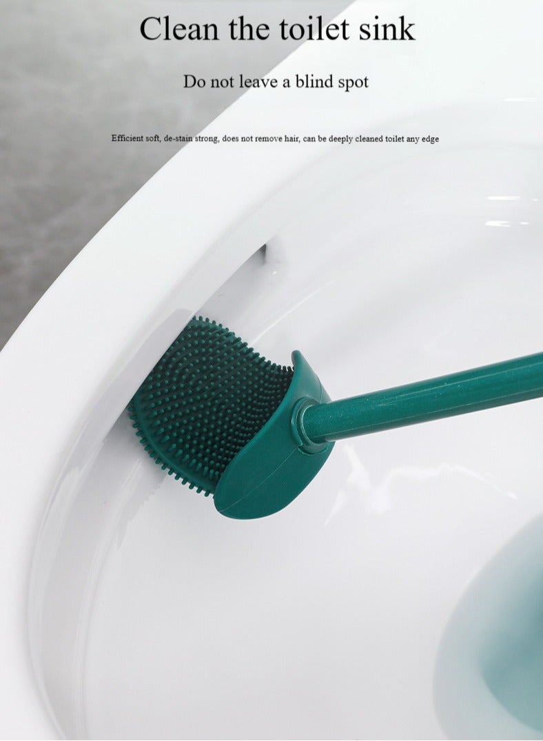 Non-perforated wall-mounted toilet brush, easy to use with silicone for thorough cleaning without dead corners, perfect for cleaning edges and corners. - Image 5