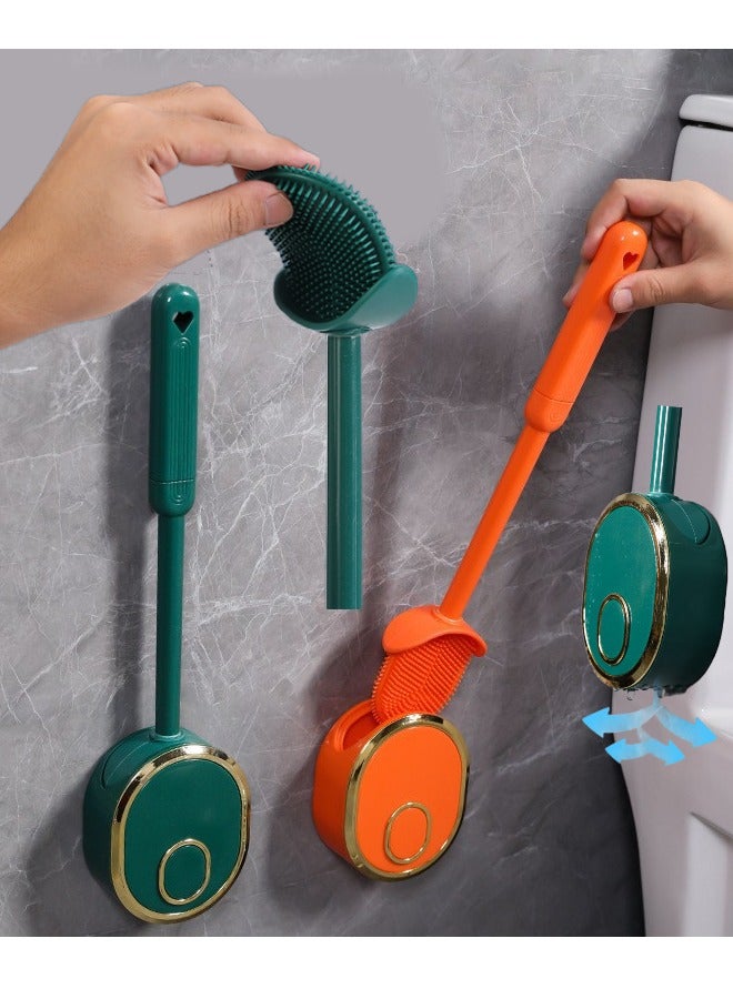 Non-perforated wall-mounted toilet brush, easy to use with silicone for thorough cleaning without dead corners, perfect for cleaning edges and corners. - Image 1