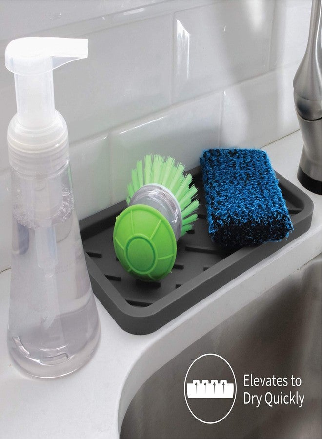 إس آند تي إن سي صينية سيليكون كبيرة لحوض المطبخ من شركة S&T INC.، مناسبة لموزعات سائل غسل الصحون والإسفنجات وأدوات التنظيف، مقاس 10 بوصات × 5.3 بوصات، لون رمادي - Image 2