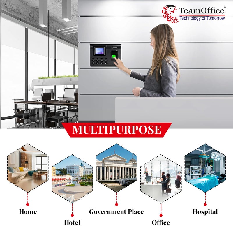 Team Office جهاز بصمة الأصابع للحضور المعتمد على WiFi والسحابة من Team Office - بطارية WiFi باللون الأسود - Image 5