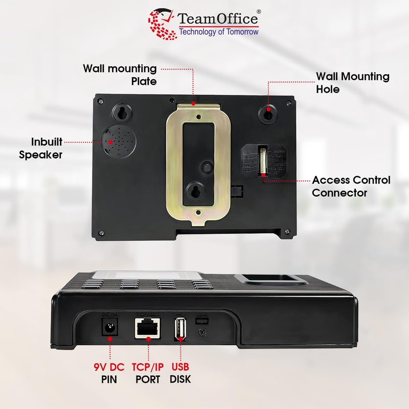 Team Office جهاز بصمة الأصابع للحضور المعتمد على WiFi والسحابة من Team Office - بطارية WiFi باللون الأسود - Image 4