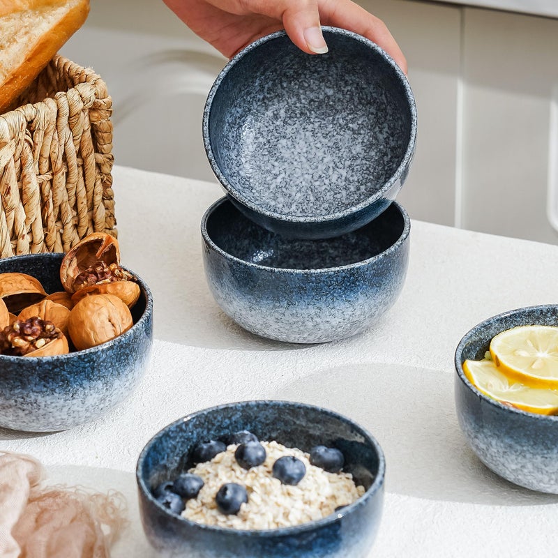 SQS CERAMICS S&Q'S CERAMICS Ceramic Small Bowls for Kitchen, Set of 6, 9 ounce Ice Cream Bowls, Soup, Dipping, Side Dishes, Condiments, Snack, Prep, Microwave and Dishwasher Safe (Dark Blue) - Image 5