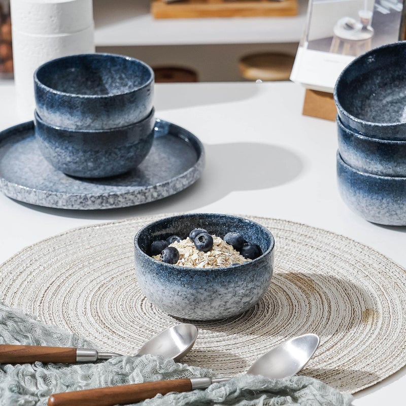 SQS CERAMICS S&Q'S CERAMICS Ceramic Small Bowls for Kitchen, Set of 6, 9 ounce Ice Cream Bowls, Soup, Dipping, Side Dishes, Condiments, Snack, Prep, Microwave and Dishwasher Safe (Dark Blue) - Image 3