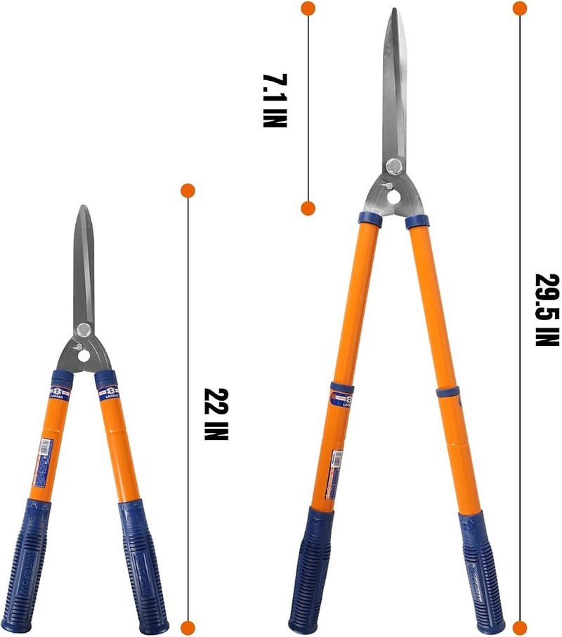 WADFOW WPR1E95 Hedge Clippers:Bush Clippers With Adjustable Length Handle and Wavy SK-5 Steel Blade,Hedge Shears for Pruning Borders and Bushes, Blue and Yellow - Image 2