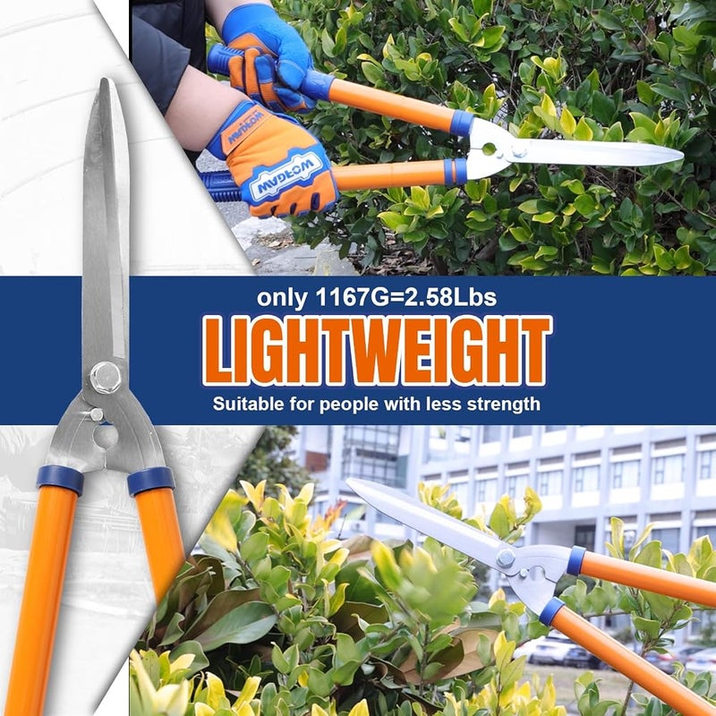 WADFOW WPR1E95 Hedge Clippers:Bush Clippers With Adjustable Length Handle and Wavy SK-5 Steel Blade,Hedge Shears for Pruning Borders and Bushes, Blue and Yellow - Image 3