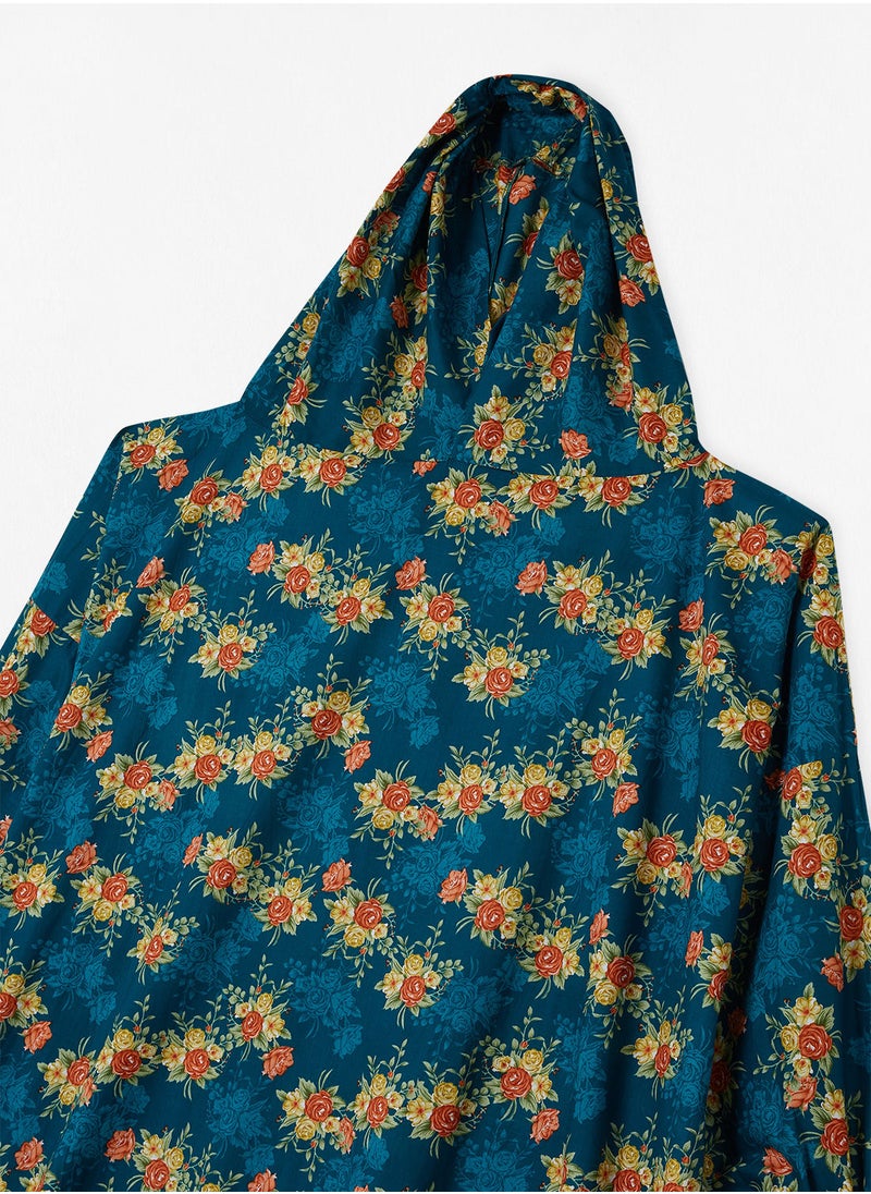 Hayat - Praying Dress With Floral Prints And With Attached Veil - Image 1