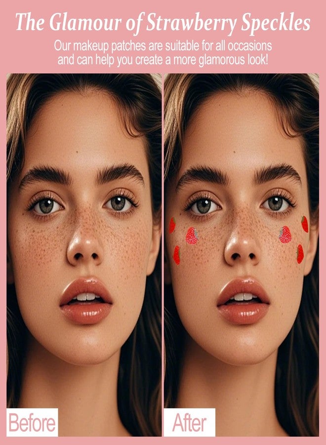 Boko 6Pcs Red Strawberry Speckles Temporary Tattoos, Waterproof and Long Lasting Makeup Patches, Face Strawberry Freckles for Festival Concert Summer Beach Pool Themed Party Beauty Face Makeup - Image 3