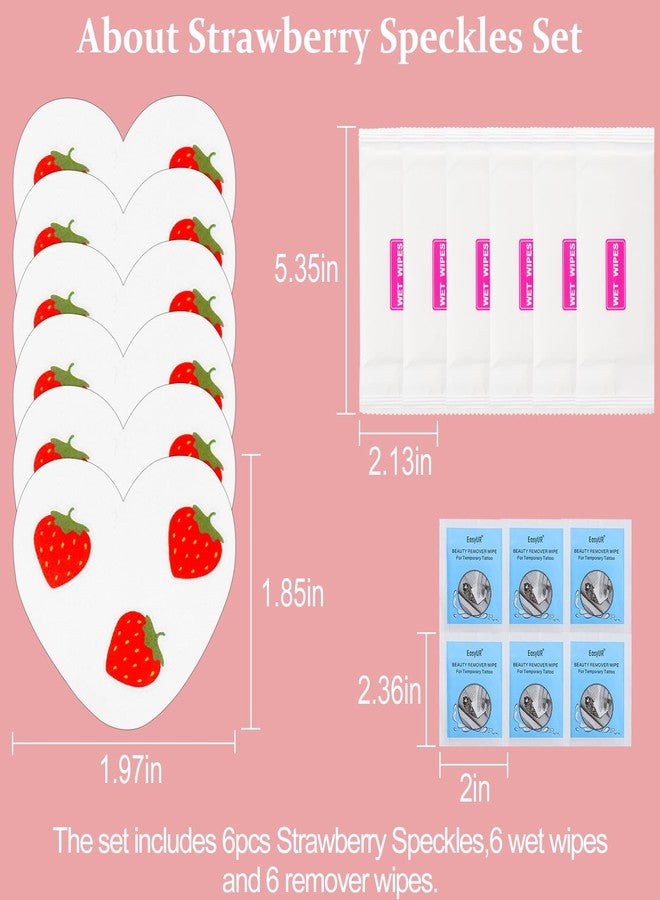 Boko 6Pcs Red Strawberry Speckles Temporary Tattoos, Waterproof and Long Lasting Makeup Patches, Face Strawberry Freckles for Festival Concert Summer Beach Pool Themed Party Beauty Face Makeup - Image 4