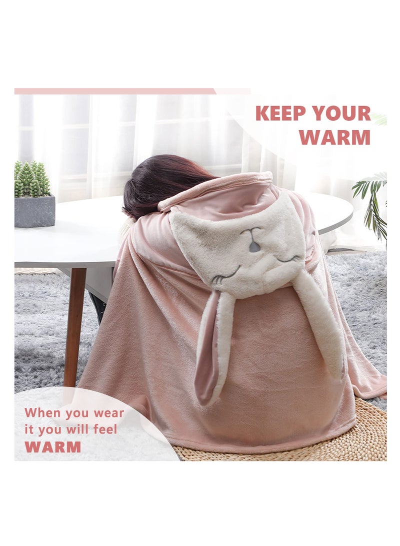 Luckam , Travel Neck Pillow Blanket, Pillows and Blanket 2 in 1, for Long Flight Fleece Soft Large Essentials for Airplane with Hat Keep, for Car Train Travel - Image 4