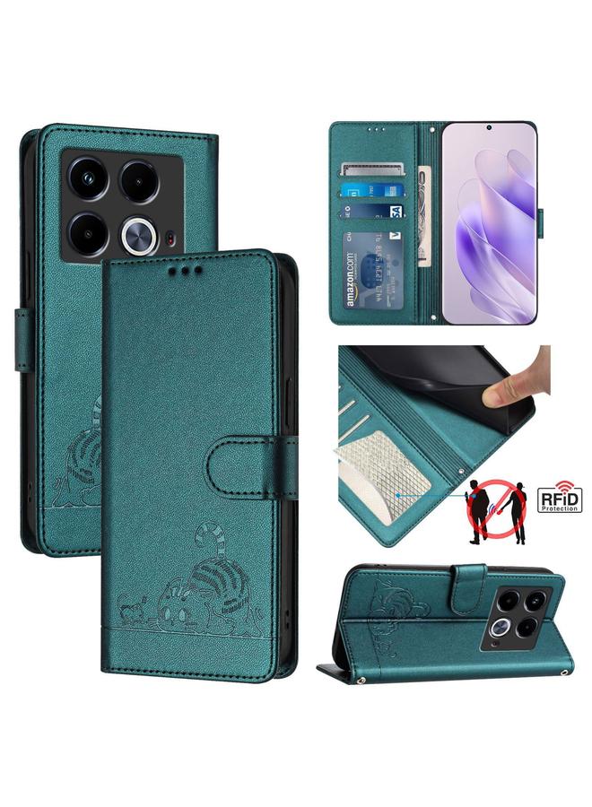S-TOP Case For Infinix Note 40 Cat Rat Embossed Pattern RFID Leather Phone Case with Lanyard - Image 1