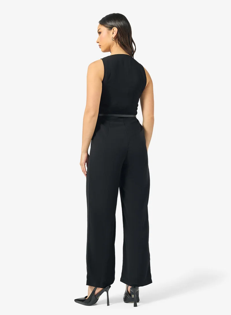جينجر Belted Tailored Jumpsuit
