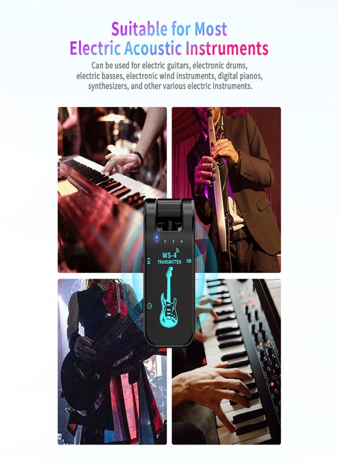 2.4G Wireless Guitar System Rechargeable Guitar Transmitter Receiver Set  for Electric Guitar Bass Electric Wind Instruments Plug and Play 48K/16bit Real-time Transmission 282 Degree Rotatable Plug - Image 2
