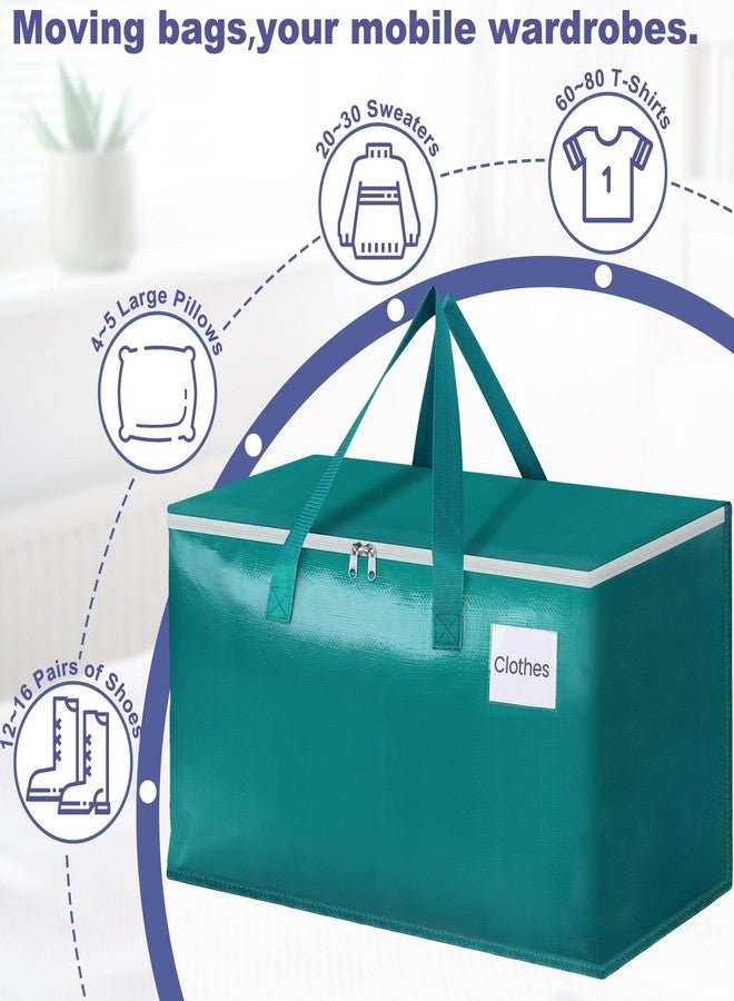 StorageRight Moving Bags-Heavy Duty Moving Boxes, Storage Totes with Zipper, Reinforced Handles and Tag Pocket-Collapsible Moving Supplies for moving, Storage and Travel 93L(Green-8 Pack) - Image 4