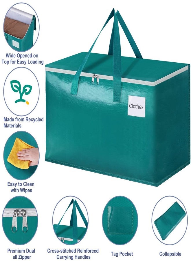 StorageRight Moving Bags-Heavy Duty Moving Boxes, Storage Totes with Zipper, Reinforced Handles and Tag Pocket-Collapsible Moving Supplies for moving, Storage and Travel 93L(Green-8 Pack) - Image 3