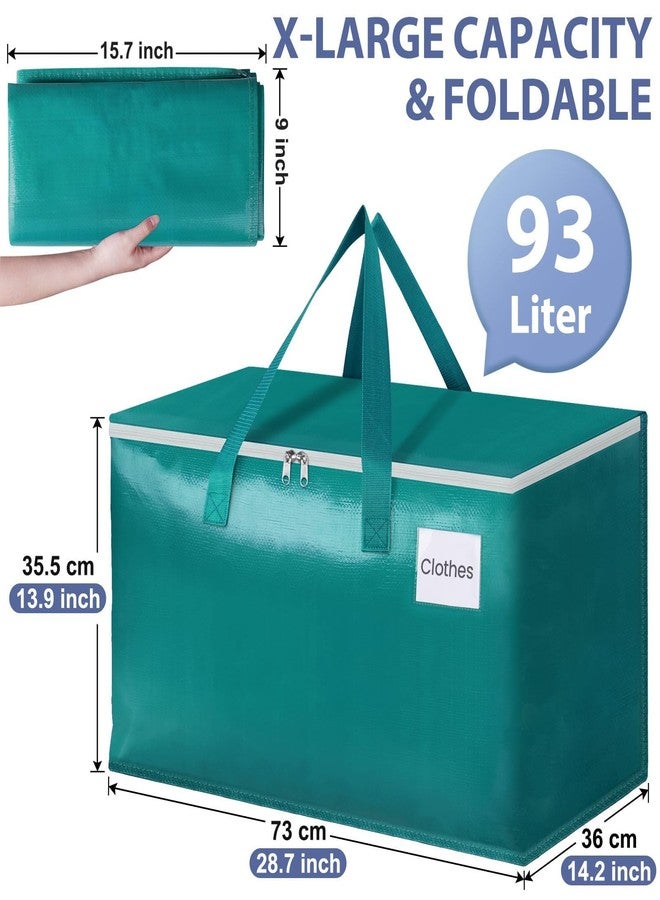 StorageRight Moving Bags-Heavy Duty Moving Boxes, Storage Totes with Zipper, Reinforced Handles and Tag Pocket-Collapsible Moving Supplies for moving, Storage and Travel 93L(Green-8 Pack) - Image 2