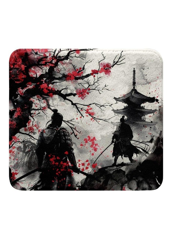 Feelyou Samurai Bathroom Rugs 16"x24" Kids Japanese Ukiyoe Style Bath Rugs Boys Girls Teens Cherry Blossoms Bathroom Accessories - Image 1
