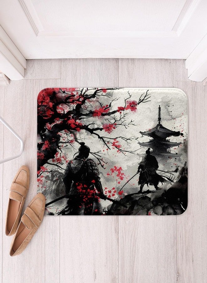 Feelyou Samurai Bathroom Rugs 16"x24" Kids Japanese Ukiyoe Style Bath Rugs Boys Girls Teens Cherry Blossoms Bathroom Accessories - Image 3